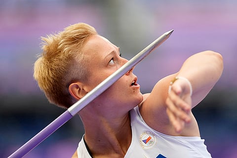 Petra Sicakova, of Czechia, competes in women's javelin throw qualification